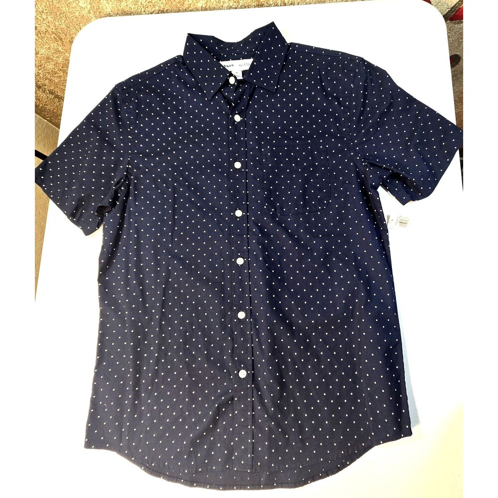 NWT Gap Button Down Blue Polka Dot Shirt- Flex Mens Size Medium Office Casual